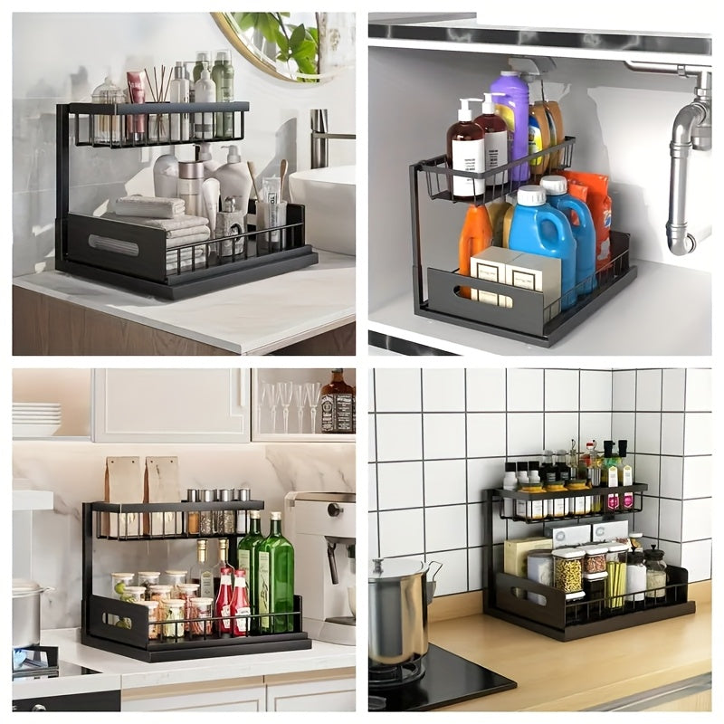 Not Designed for Design, But Designed for Life: Heavy-Duty Metal Frame Holds 50 lbs, Honeycomb Grid Prevents Water Accumulation, Non-Slip Upgraded Suction Cups for Stable Multi-Scenario Storage(Black) - Image 2