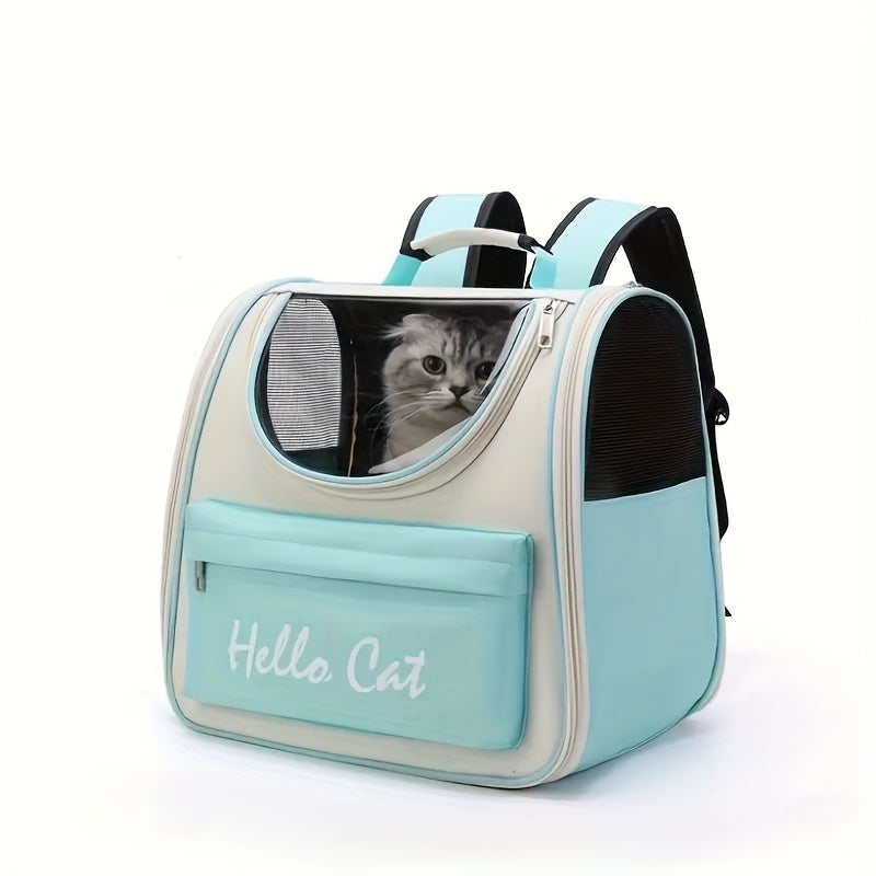 Hello Cat Nylon Pet Backpack, Large Capacity Foldable Travel Carrier with Zipper Closure, Easy Access for Cats and Small Dogs, Pet Travel Bag with Handle for Puppies and Kittens(PINK) - Image 9