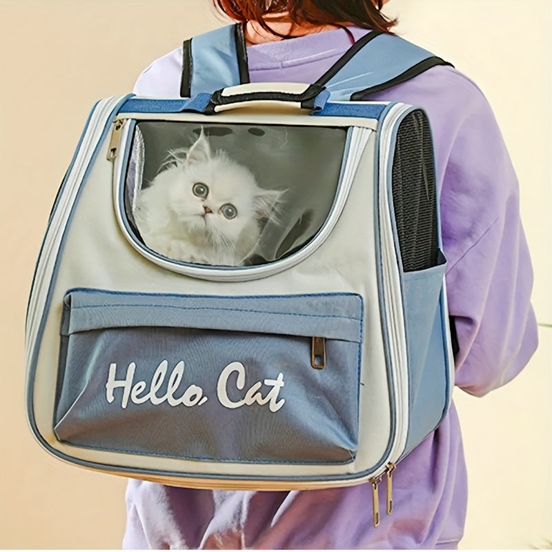 Hello Cat Nylon Pet Backpack, Large Capacity Foldable Travel Carrier with Zipper Closure, Easy Access for Cats and Small Dogs, Pet Travel Bag with Handle for Puppies and Kittens(YELLOW) - Image 8