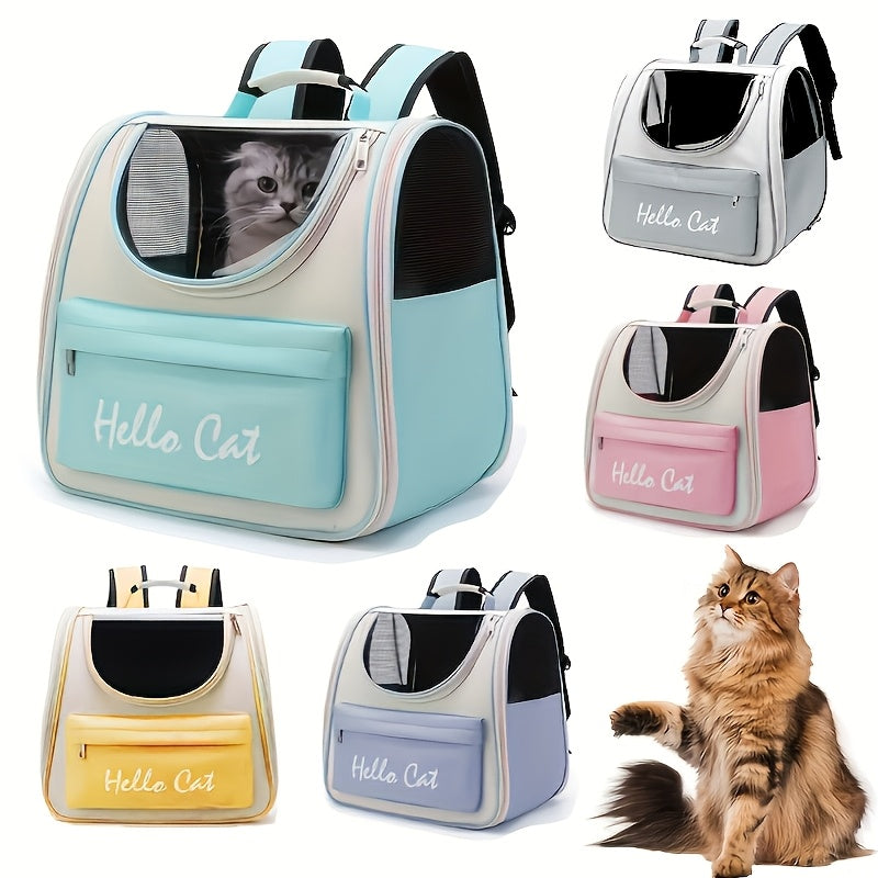 Hello Cat Nylon Pet Backpack, Large Capacity Foldable Travel Carrier with Zipper Closure, Easy Access for Cats and Small Dogs, Pet Travel Bag with Handle for Puppies and Kittens(YELLOW) - Image 9