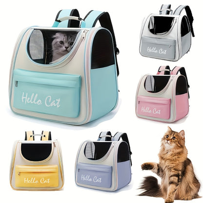 Hello Cat Nylon Pet Backpack, Large Capacity Foldable Travel Carrier with Zipper Closure, Easy Access for Cats and Small Dogs, Pet Travel Bag with Handle for Puppies and Kittens(YELLOW) - Image 9