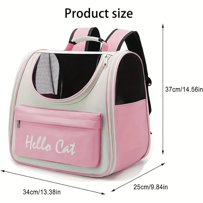 Hello Cat Nylon Pet Backpack, Large Capacity Foldable Travel Carrier with Zipper Closure, Easy Access for Cats and Small Dogs, Pet Travel Bag with Handle for Puppies and Kittens(BLUE) - Image 4