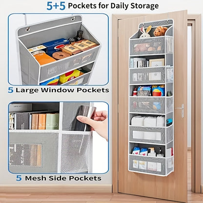 Storage Marvel in Black & Gray — 3-Tier Over-the-Door Organizer with 3 Large Pockets. Sturdy and Anti-Tip Design for Strong Load-Bearing. A Neat Solution for Bedroom, Bathroom & Storage Room.(BLACK) - Image 8