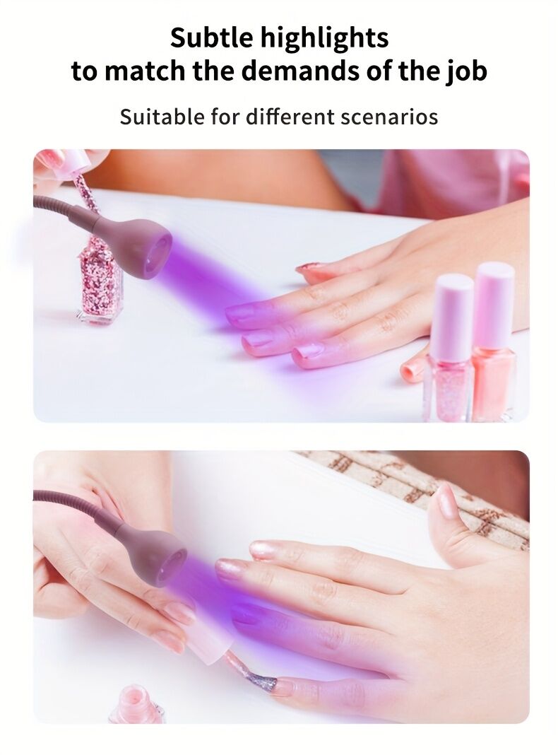 Straight UV/LED Nail Lamp, Table Lamp, Night Light, USB Nail Clamp Light, Gel Polish Curing Light with UV/LED Dual Function（pink） - Image 5