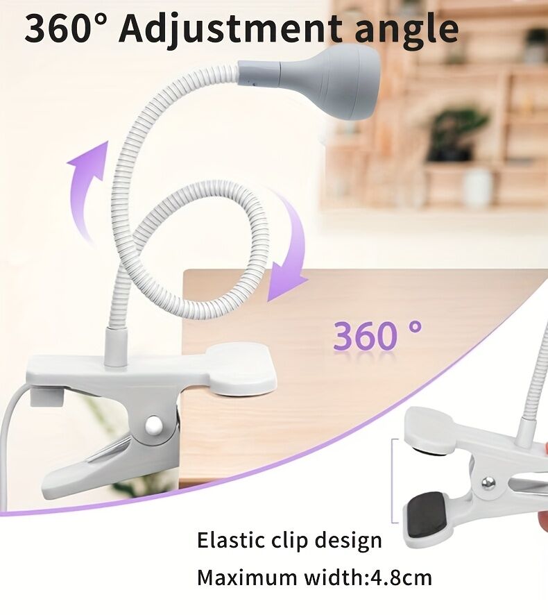 Straight UV/LED Nail Lamp, Table Lamp, Night Light, USB Nail Clamp Light, Gel Polish Curing Light with UV/LED Dual Function.（BLACK） - Image 6