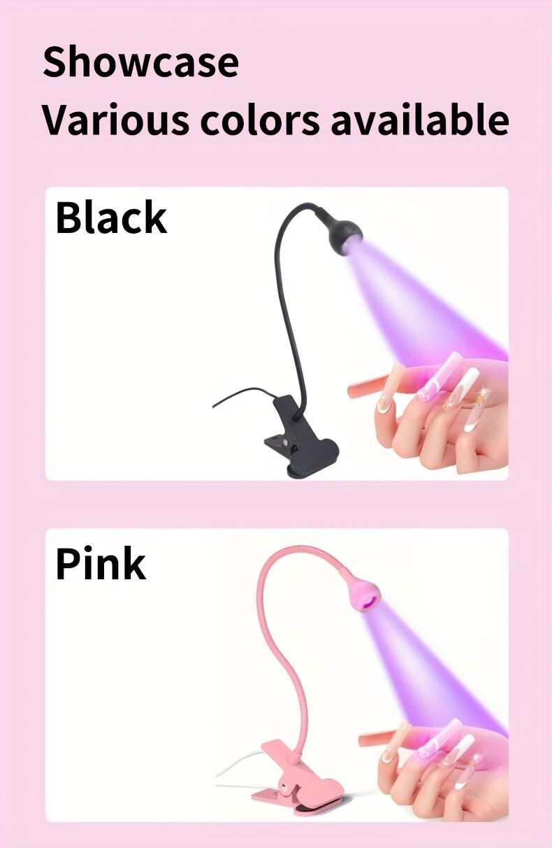 Straight UV/LED Nail Lamp, Table Lamp, Night Light, USB Nail Clamp Light, Gel Polish Curing Light with UV/LED Dual Function.（silver） - Image 2