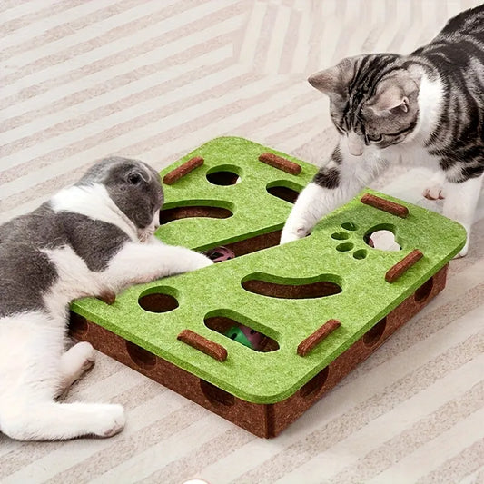 Interactive Cat Fun Box with Paw Print Design for Digging and Climbing, Includes 2 Hidden Balls, Made of Durable Plastic Material, Promotes Mental Stimulation and Exercise, Random Colors, Suitable for All Breeds and Sizes, green brown - Image 2