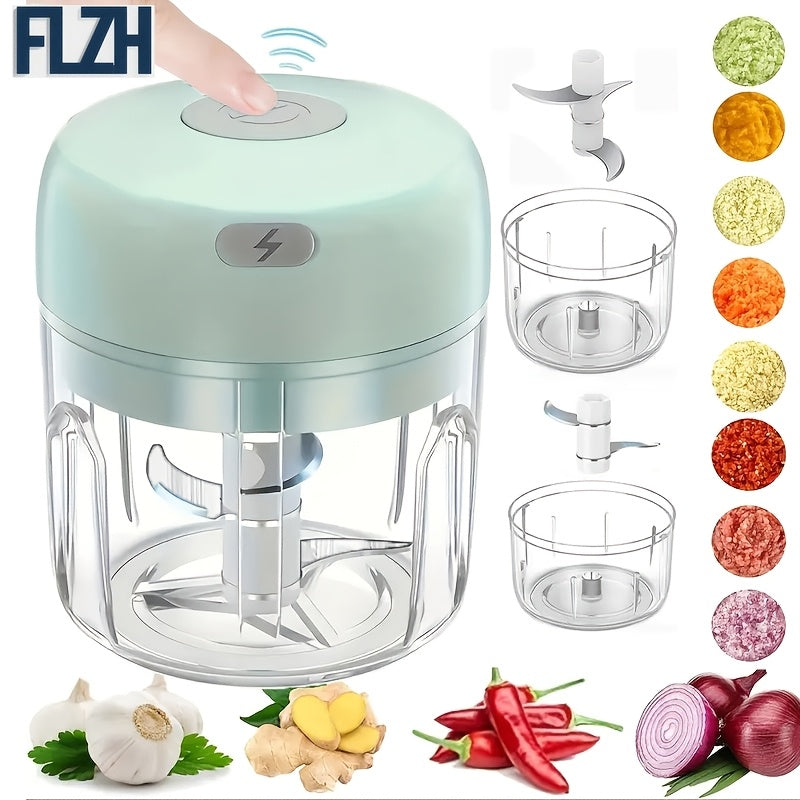 GREEN Mini Electric Garlic Chopper, Meat Grinder, and Vegetable Chopper, USB Rechargeable Mini Food Blender, Efficient Small Food Processor, Suitable for Ginger, Chili, Fruits, and Meat - Image 2