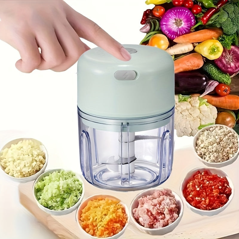 GREEN Mini Electric Garlic Chopper, Meat Grinder, and Vegetable Chopper, USB Rechargeable Mini Food Blender, Efficient Small Food Processor, Suitable for Ginger, Chili, Fruits, and Meat - Image 6