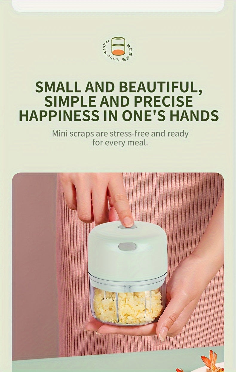 GREEN Mini Electric Garlic Chopper, Meat Grinder, and Vegetable Chopper, USB Rechargeable Mini Food Blender, Efficient Small Food Processor, Suitable for Ginger, Chili, Fruits, and Meat - Image 8