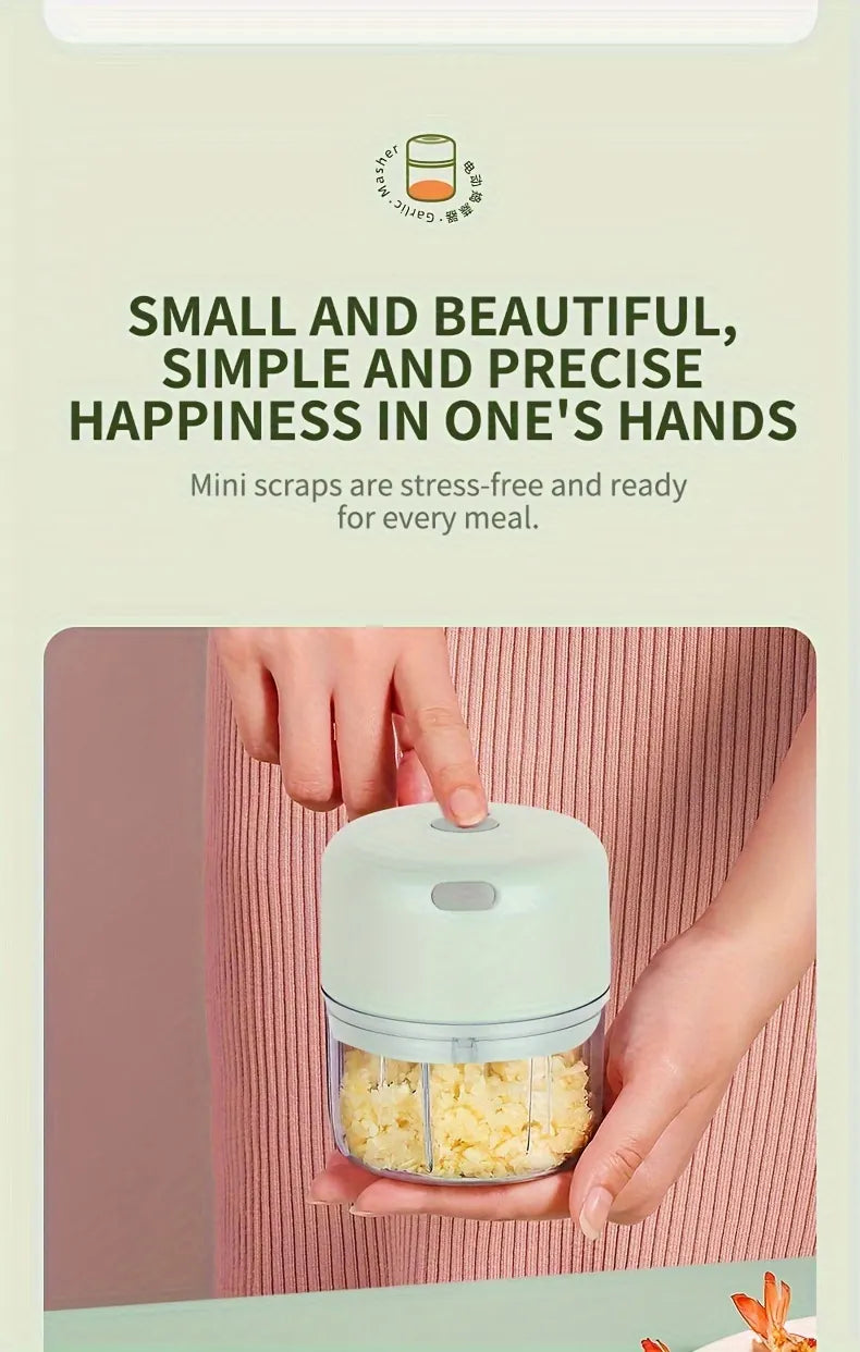 GREEN Mini Electric Garlic Chopper, Meat Grinder, and Vegetable Chopper, USB Rechargeable Mini Food Blender, Efficient Small Food Processor, Suitable for Ginger, Chili, Fruits, and Meat - Image 8