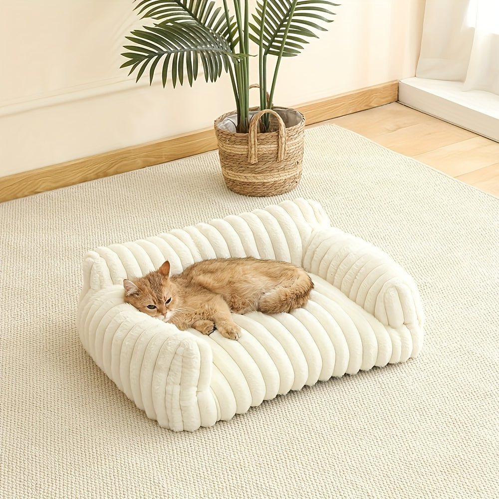 white Comfortable Cat Sofa, Cute and Soft Cat Bed, Cat House Breathable Cat Sleeping Basket, Suitable for Large, Medium, and Small Cats for Year-Round Sleeping Use, Cozy Pet Bed, Cat Furniture, Modern Pet Furniture, Fashionable Cat Perch, Comfortably Fill - Image 5