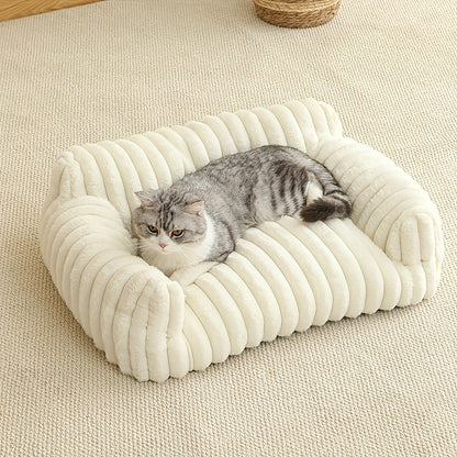 GREY Comfortable Cat Sofa, Cute and Soft Cat Bed, Cat House Breathable Cat Sleeping Basket, Suitable for Large, Medium, and Small Cats for Year-Round Sleeping Use, Cozy Pet Bed, Cat Furniture, Modern Pet Furniture, Fashionable Cat Perch, Comfortably Fille - Image 3