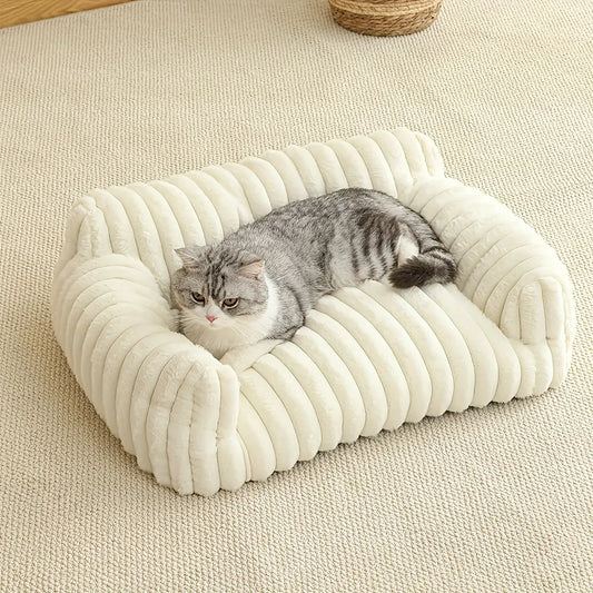 GREY Comfortable Cat Sofa, Cute and Soft Cat Bed, Cat House Breathable Cat Sleeping Basket, Suitable for Large, Medium, and Small Cats for Year-Round Sleeping Use, Cozy Pet Bed, Cat Furniture, Modern Pet Furniture, Fashionable Cat Perch, Comfortably Fille - Image 3
