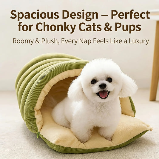 High-Elasticity Warm Cat Bed: 57×37×28cm Wrapped Design, Striped Fleece + Arctic Fleece Heat Retention, Removable & Washable（light purple） - Image 2