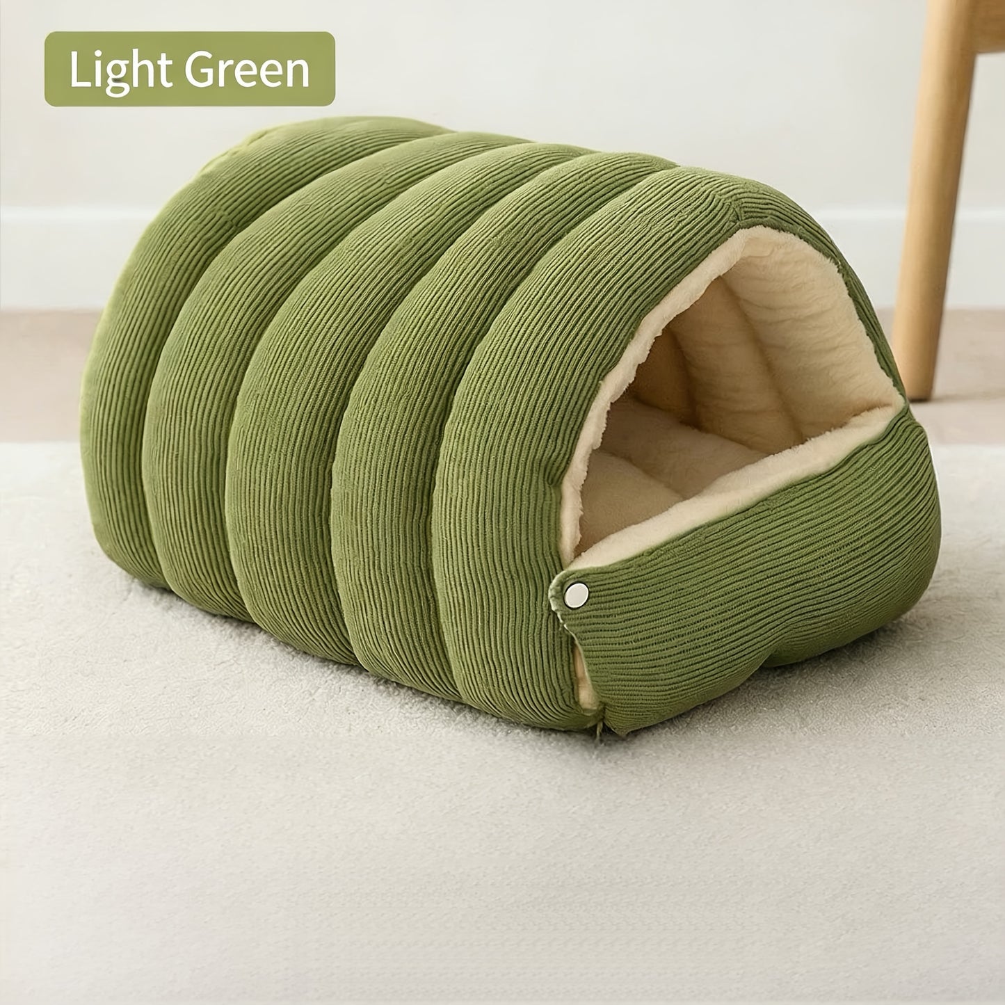 High-Elasticity Warm Cat Bed: 57×37×28cm Wrapped Design, Striped Fleece + Arctic Fleece Heat Retention, Removable & Washable（light purple） - Image 3