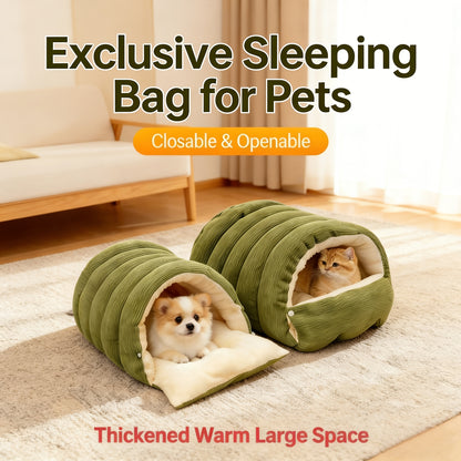 High-Elasticity Warm Cat Bed: 57×37×28cm Wrapped Design, Striped Fleece + Arctic Fleece Heat Retention, Removable & Washable（light purple） - Image 4