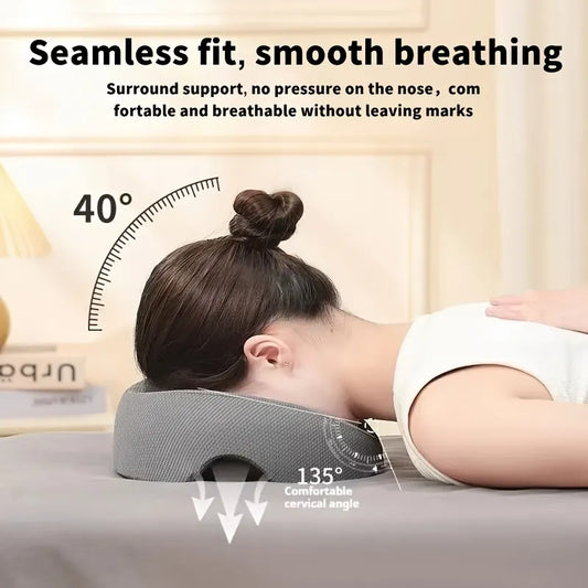 GREY Soft O-shaped/U-shaped Face Pillow for Beauty Salons/Spa Massage, Ergonomic Face Pillow, Multi-functional Suitable for Adult Facial Care and Relaxation, Multi-functional Neck and Face Support Comfort Face Pillow - Image 3