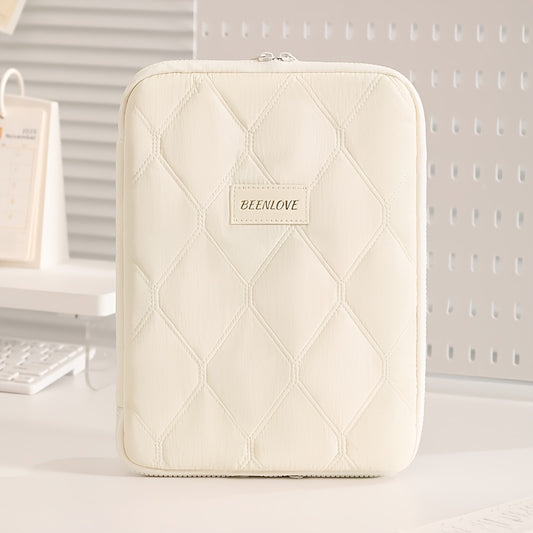 (beige)**BEENLOVE Tablet Storage Bag: 180° Full-Open Independent Compartment, Shockproof & Portable, Multifunctional Design**