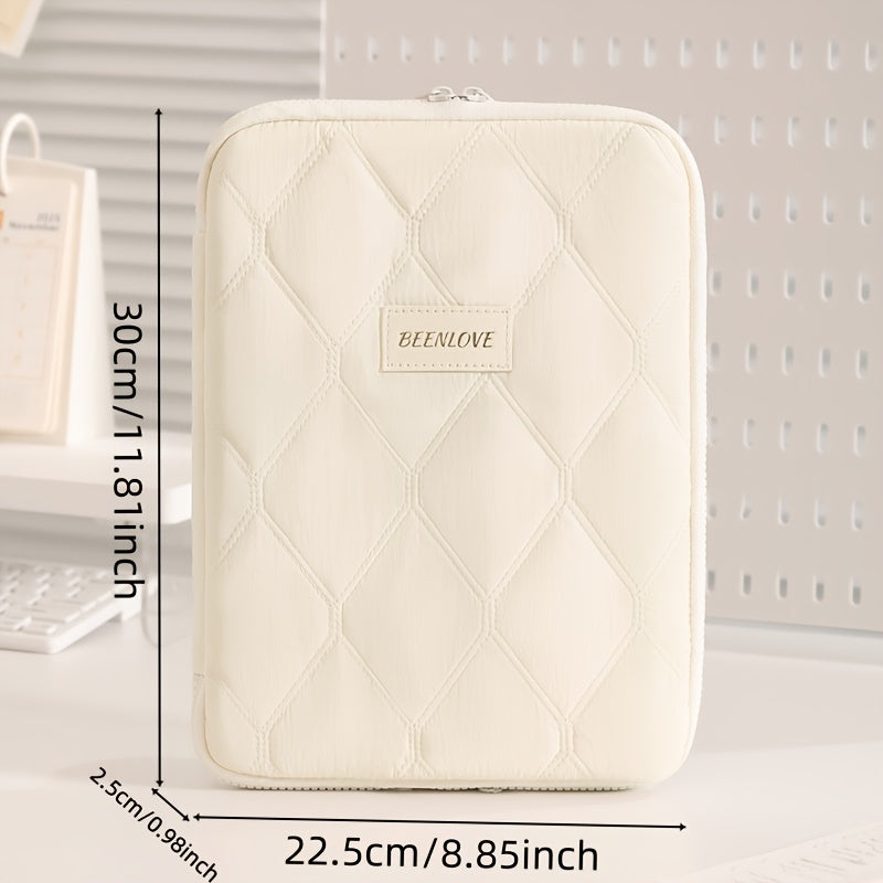 (beige)**BEENLOVE Tablet Storage Bag: 180° Full-Open Independent Compartment, Shockproof & Portable, Multifunctional Design** - Image 2