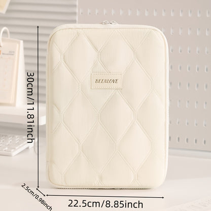 (beige)**BEENLOVE Tablet Storage Bag: 180° Full-Open Independent Compartment, Shockproof & Portable, Multifunctional Design** - Image 2