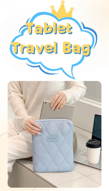 (beige)**BEENLOVE Tablet Storage Bag: 180° Full-Open Independent Compartment, Shockproof & Portable, Multifunctional Design** - Image 7