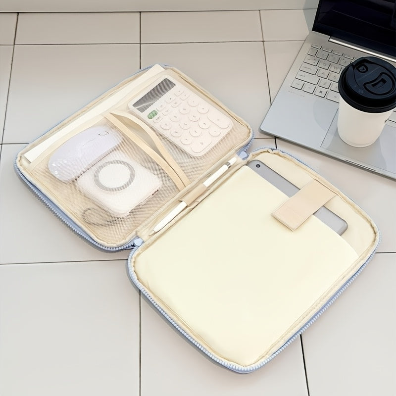 (beige)**BEENLOVE Tablet Storage Bag: 180° Full-Open Independent Compartment, Shockproof & Portable, Multifunctional Design** - Image 8