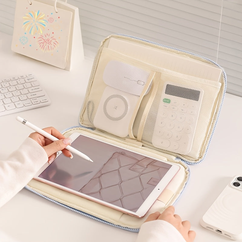(grey)**BEENLOVE Tablet Storage Bag: 180° Full-Open Independent Compartment, Shockproof & Portable, Multifunctional Design** - Image 8