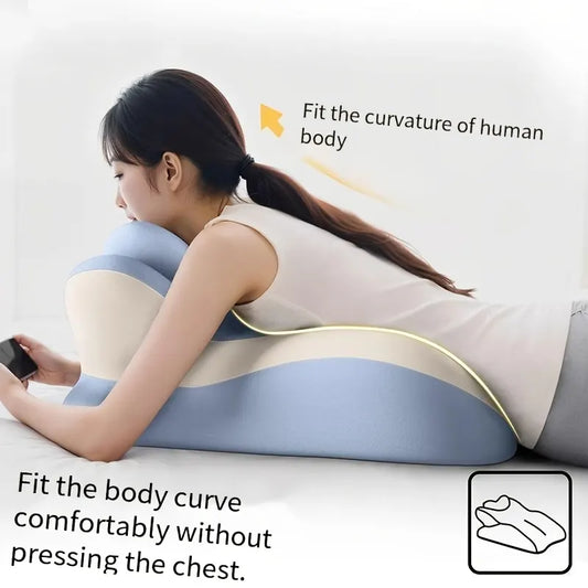 Bed Stomach-Sleep Pillow - Multi-functional Prone Position Pillow for Stomach Sleeping, Phone Use, Reading, Couples Fun Play, Intimacy Aid for Couples, Bed Hip Elevation Tool, Pā Pā Pillow（BLUE） - Image 4