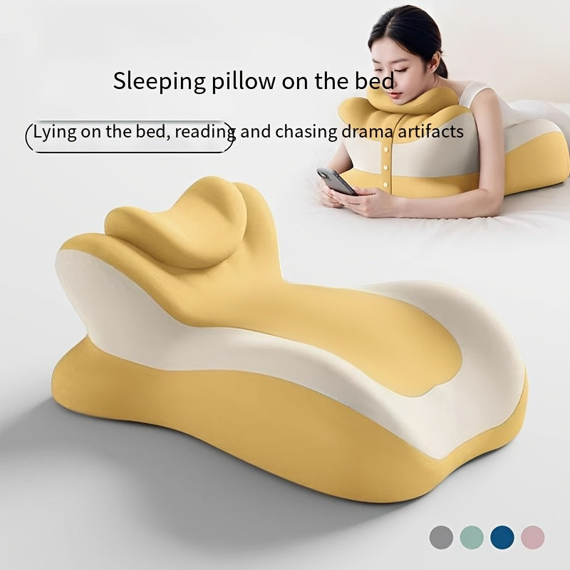 Bed Stomach-Sleep Pillow - Multi-functional Prone Position Pillow for Stomach Sleeping, Phone Use, Reading, Couples Fun Play, Intimacy Aid for Couples, Bed Hip Elevation Tool, Pā Pā Pillow（YELLOW） - Image 3