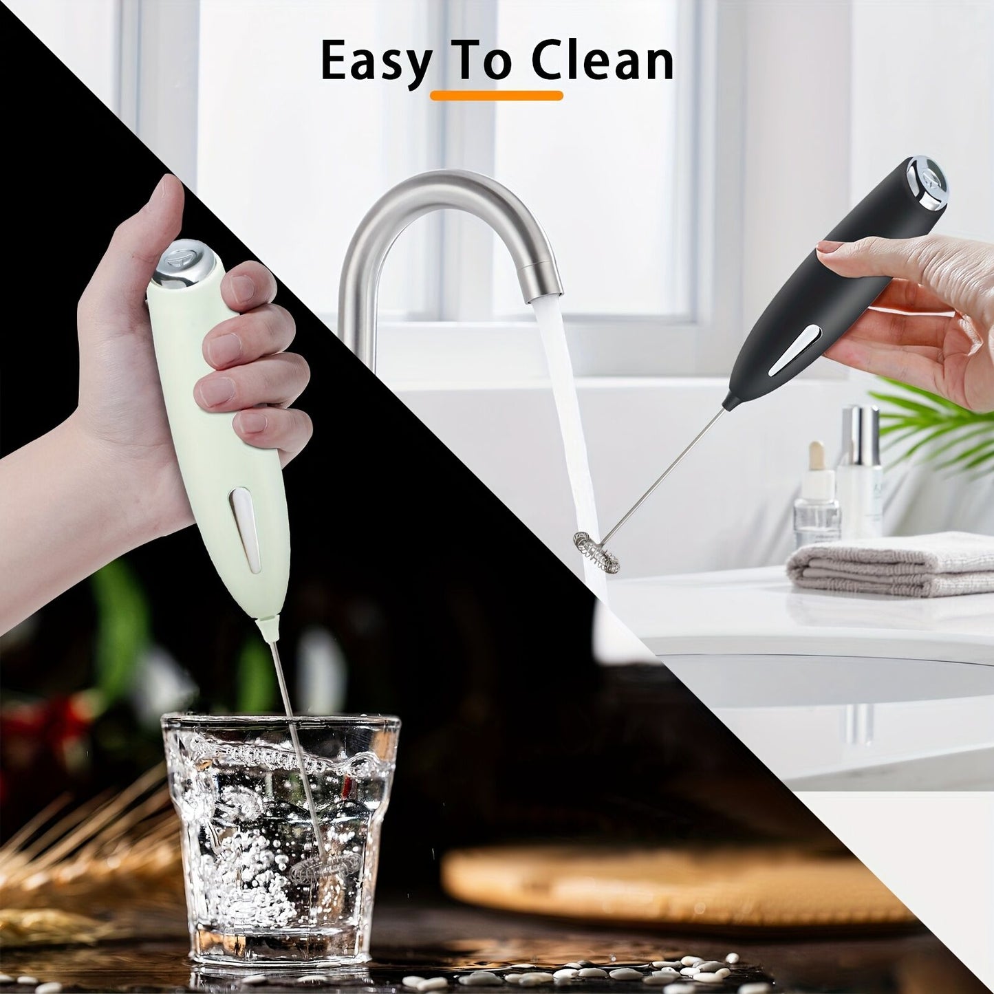 BLACK**Handheld Electric Frother | 10000 RPM Powerful Motor, One-Touch Start/Stop, Easily Froths, Mixes, and Blends – Your Kitchen Drink Essential Helper** - Image 3