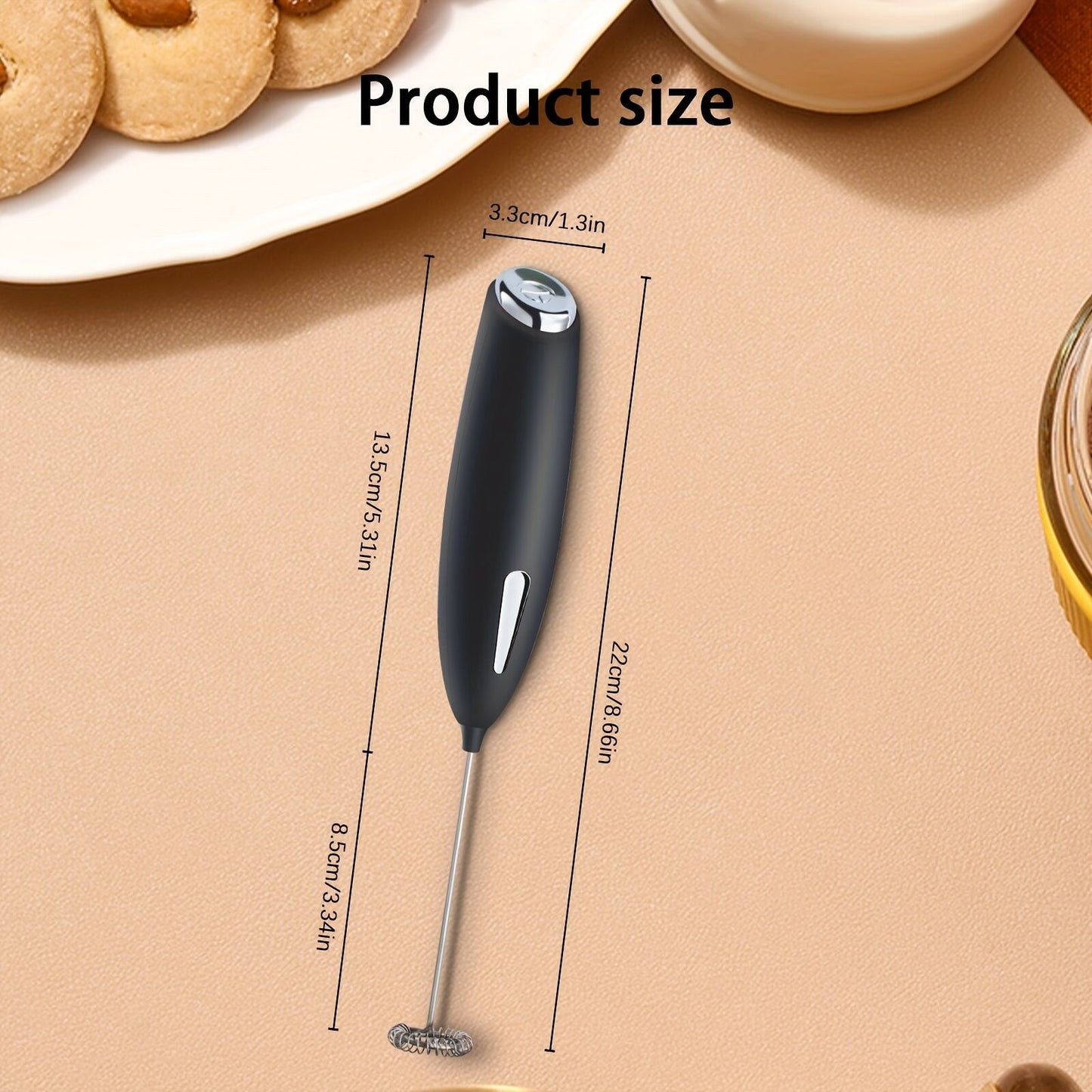 BLACK**Handheld Electric Frother | 10000 RPM Powerful Motor, One-Touch Start/Stop, Easily Froths, Mixes, and Blends – Your Kitchen Drink Essential Helper** - Image 4