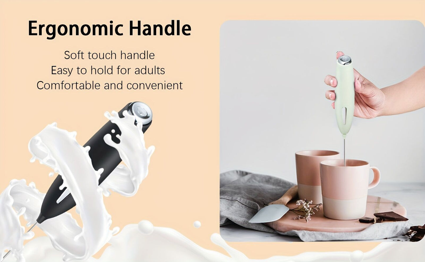 **Handheld Electric Frother | 10000 RPM Powerful Motor, One-Touch Start/Stop, Easily Froths, Mixes, and Blends – Your Kitchen Drink Essential Helper**WHITE - Image 2
