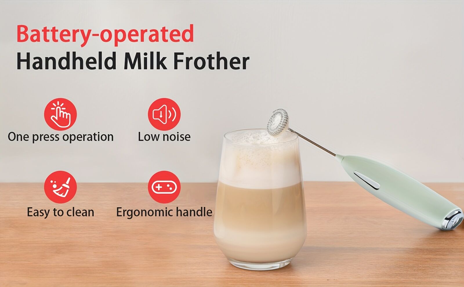 **Handheld Electric Frother | 10000 RPM Powerful Motor, One-Touch Start/Stop, Easily Froths, Mixes, and Blends – Your Kitchen Drink Essential Helper**WHITE - Image 4