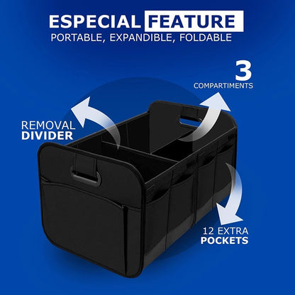 Black 3-in-1 Foldable Storage Organizer: Portable, Expandable, with Removable Dividers & 12 Extra Pockets – Your All-in-One Storage Solution - Image 5