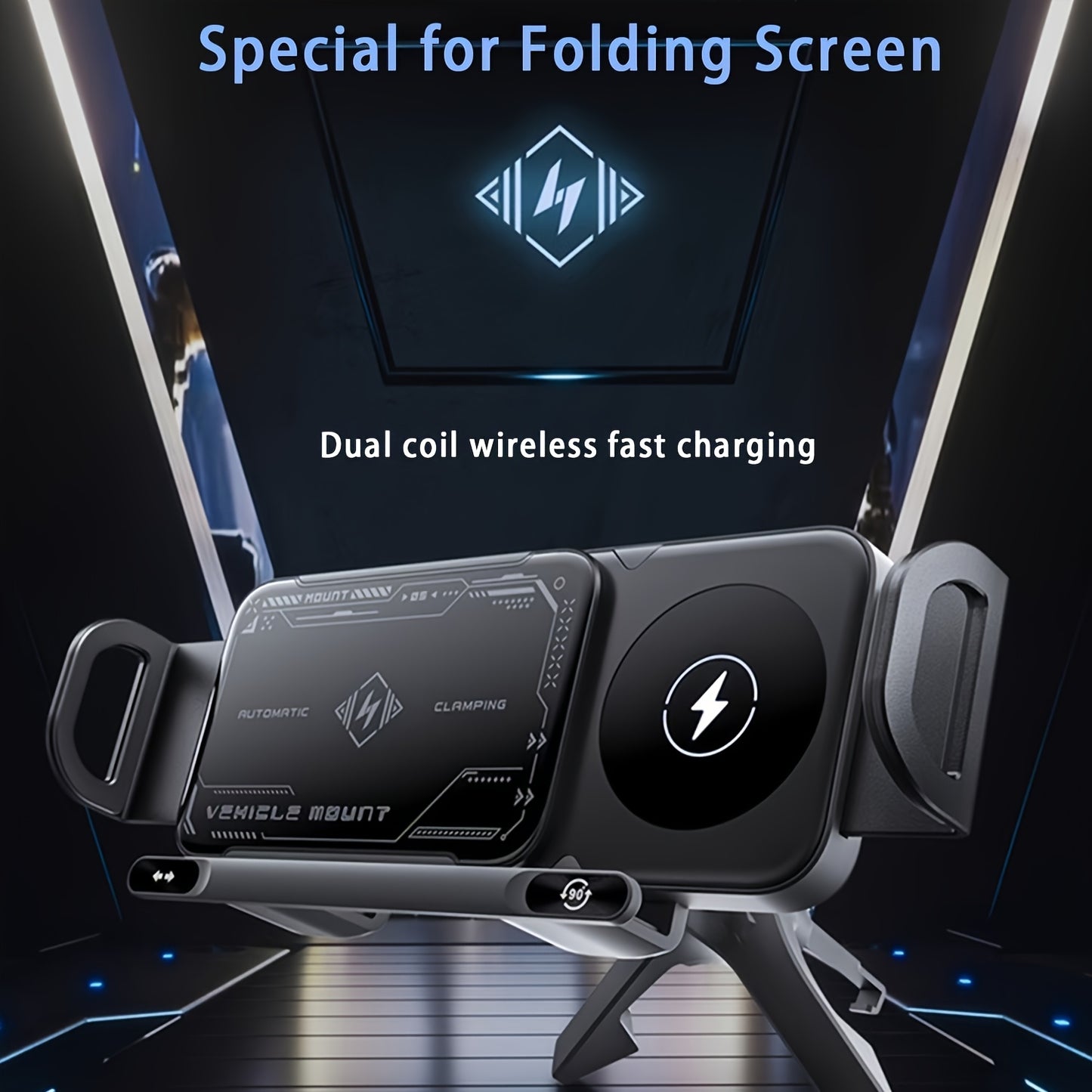 Smart Dual-Mode Rotating Stand: Foldable Design, Wireless Fast Charging, Anti-Shake, One-Touch Auto Rotation for Home, Office & Travel Use - Image 2
