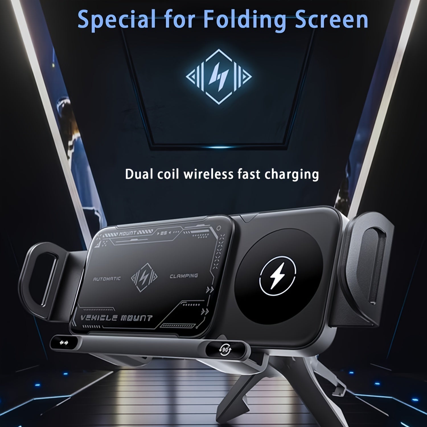 Smart Dual-Mode Rotating Stand: Foldable Design, Wireless Fast Charging, Anti-Shake, One-Touch Auto Rotation for Home, Office & Travel Use - Image 2