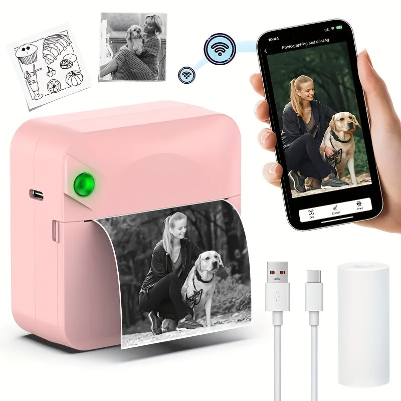 (White）Inkless Sticker Printer Mini Thermal Printer with Roll Thermal Paper, Wireless Pocket Printer, Smart Portable Receipt Printer for Photos, Diaries, Notes, and Preparation Work. - Image 7