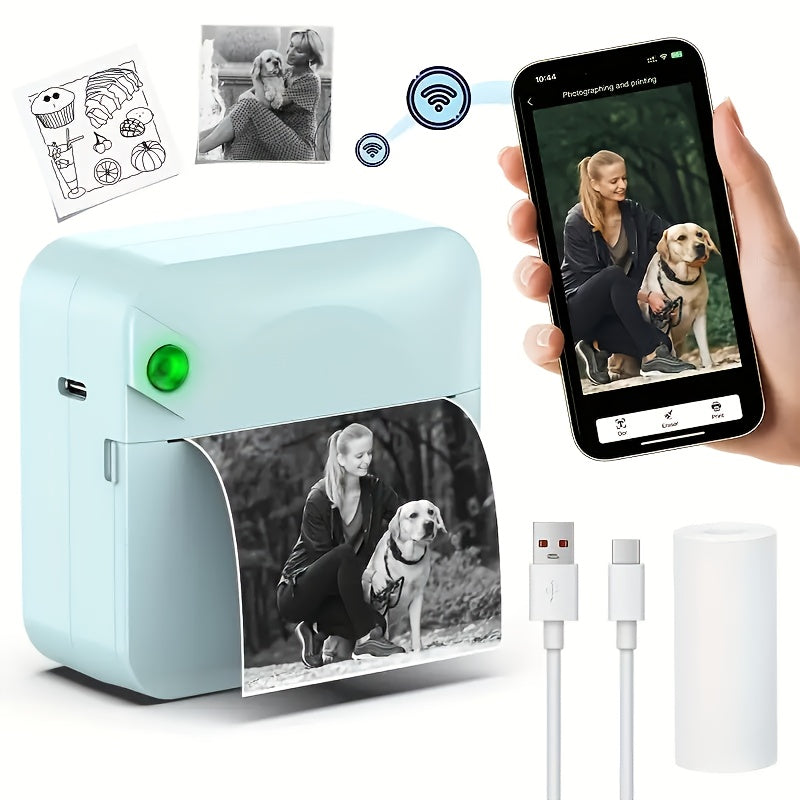 (Black）Inkless Sticker Printer Mini Thermal Printer with Roll Thermal Paper, Wireless Pocket Printer, Smart Portable Receipt Printer for Photos, Diaries, Notes, and Preparation Work. - Image 5