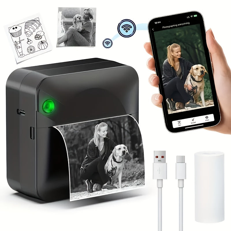 (Blue）Inkless Sticker Printer Mini Thermal Printer with Roll Thermal Paper, Wireless Pocket Printer, Smart Portable Receipt Printer for Photos, Diaries, Notes, and Preparation Work. - Image 5