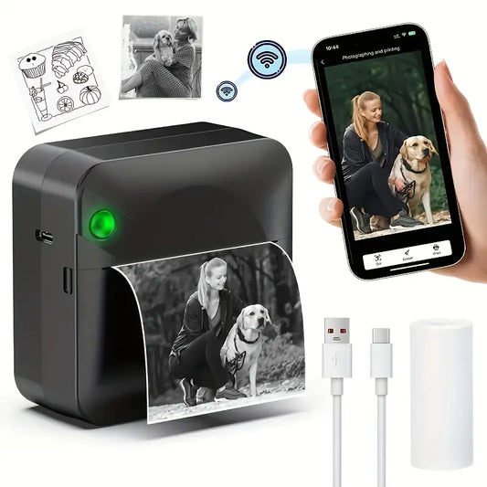 (Blue）Inkless Sticker Printer Mini Thermal Printer with Roll Thermal Paper, Wireless Pocket Printer, Smart Portable Receipt Printer for Photos, Diaries, Notes, and Preparation Work. - Image 5