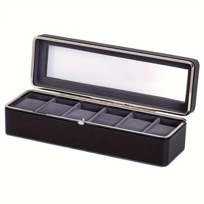 Luxury transparent-lid watch box with 6 fabric-lined compartments, portable and shockproof design, suitable for both men and women. Ideal for home, travel, or gifting—a refined storage solution for fine watches and jewelry. (Green) - Image 8