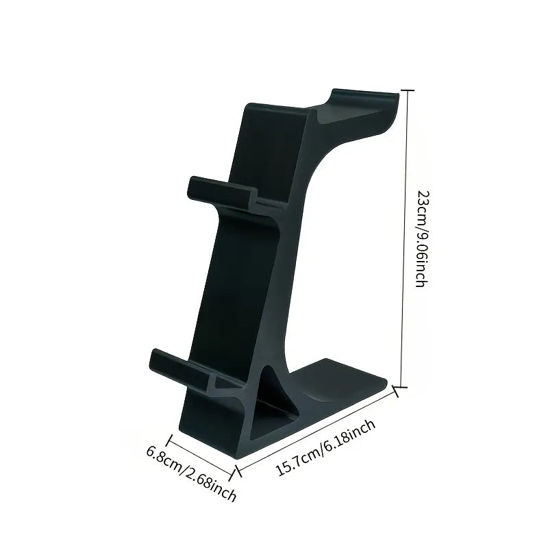 WHITE 3-in-1 PS5 and Xbox Controller Stand – Compatible with PlayStation 5/Xbox Consoles. A gaming desktop organizer with a headphone hanger, non-charging base that holds 2 controllers and headphones. Space-saving white/black console accessory. - Image 2