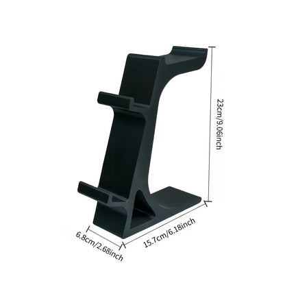 WHITE 3-in-1 PS5 and Xbox Controller Stand – Compatible with PlayStation 5/Xbox Consoles. A gaming desktop organizer with a headphone hanger, non-charging base that holds 2 controllers and headphones. Space-saving white/black console accessory. - Image 2