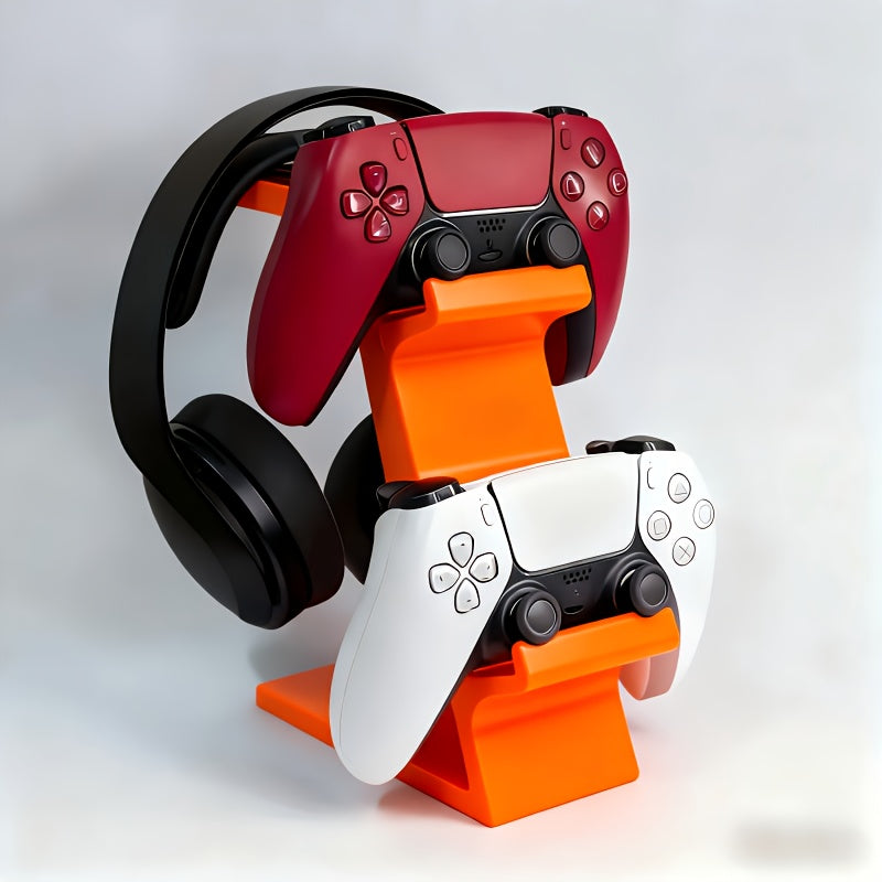 WHITE 3-in-1 PS5 and Xbox Controller Stand – Compatible with PlayStation 5/Xbox Consoles. A gaming desktop organizer with a headphone hanger, non-charging base that holds 2 controllers and headphones. Space-saving white/black console accessory. - Image 9