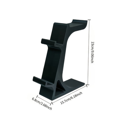 ORANGE 3-in-1 PS5 and Xbox Controller Stand – Compatible with PlayStation 5/Xbox Consoles. A gaming desktop organizer with a headphone hanger, non-charging base that holds 2 controllers and headphones. Space-saving white/black console accessory. - Image 2