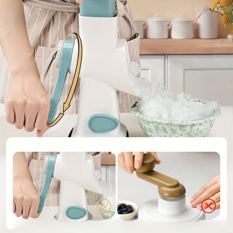 Three-Step Hand-Crank Ice Crusher｜Transparent Ice Box for Visible Operation, Anti-Slip Effort-Saving Design, 23.5cm Compact Body for Ice Making Anywhere - Image 7