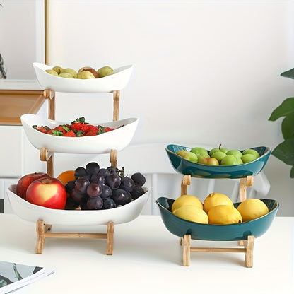 White**Nordic-Style Three-Tier Extendable Fruit Tray | Creative Living Room Snack Stand, Adjustable Height, Anti-Slip Expandable Display Tray** - Image 7