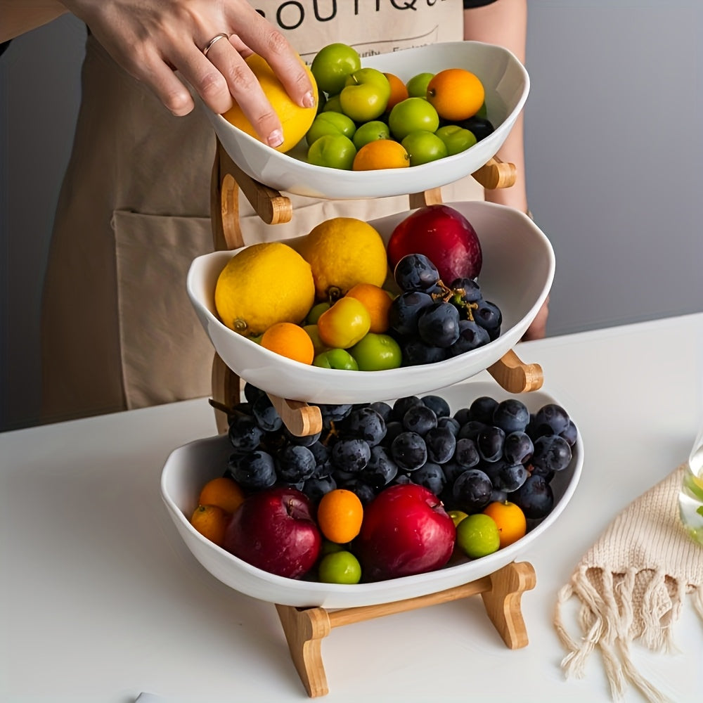 **Nordic-Style Three-Tier Extendable Fruit Tray | Creative Living Room Snack Stand, Adjustable Height, Anti-Slip Expandable Display Tray**(Green) - Image 2