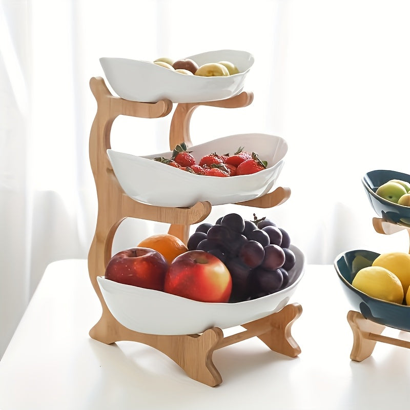 **Nordic-Style Three-Tier Extendable Fruit Tray | Creative Living Room Snack Stand, Adjustable Height, Anti-Slip Expandable Display Tray**(Green) - Image 3